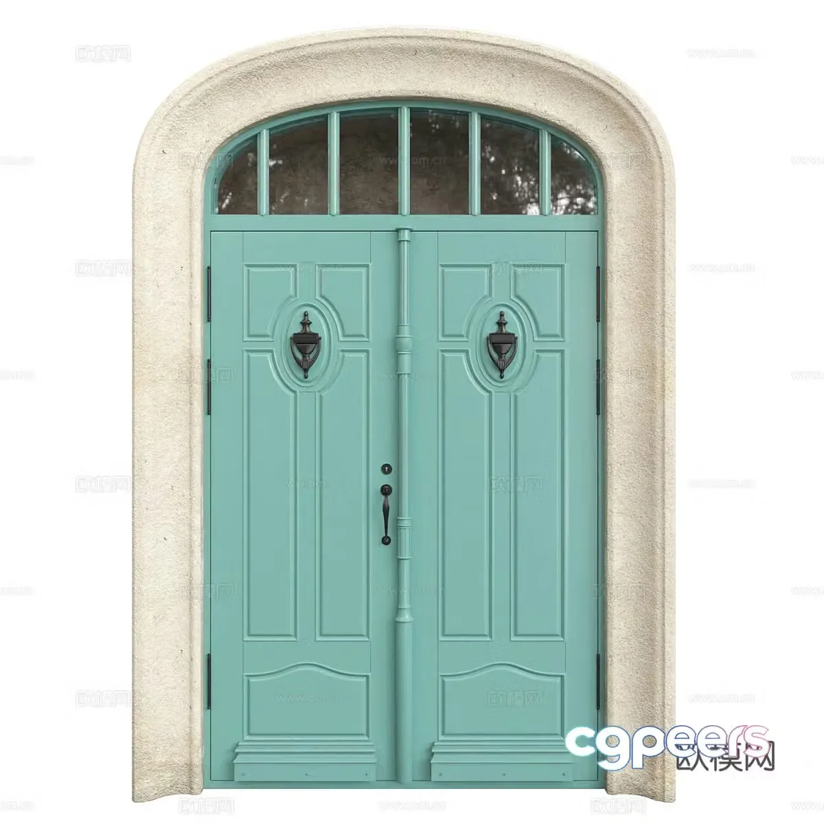 American retro arched double door 3D model
