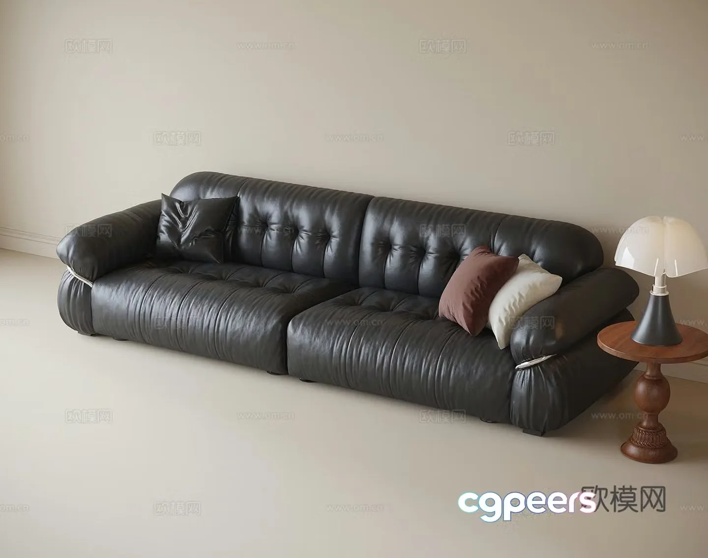 French leather sofa double sofa 3d model