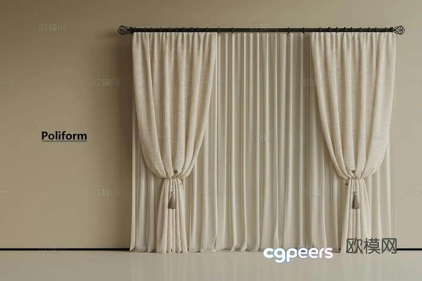 French universal curtain 3d model