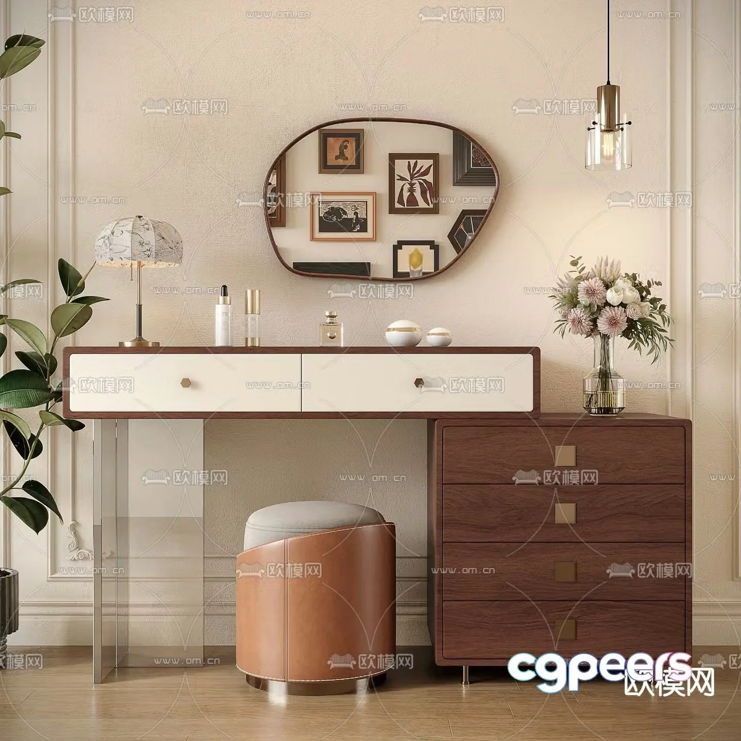Medieval style dressing table dressing table 3d model