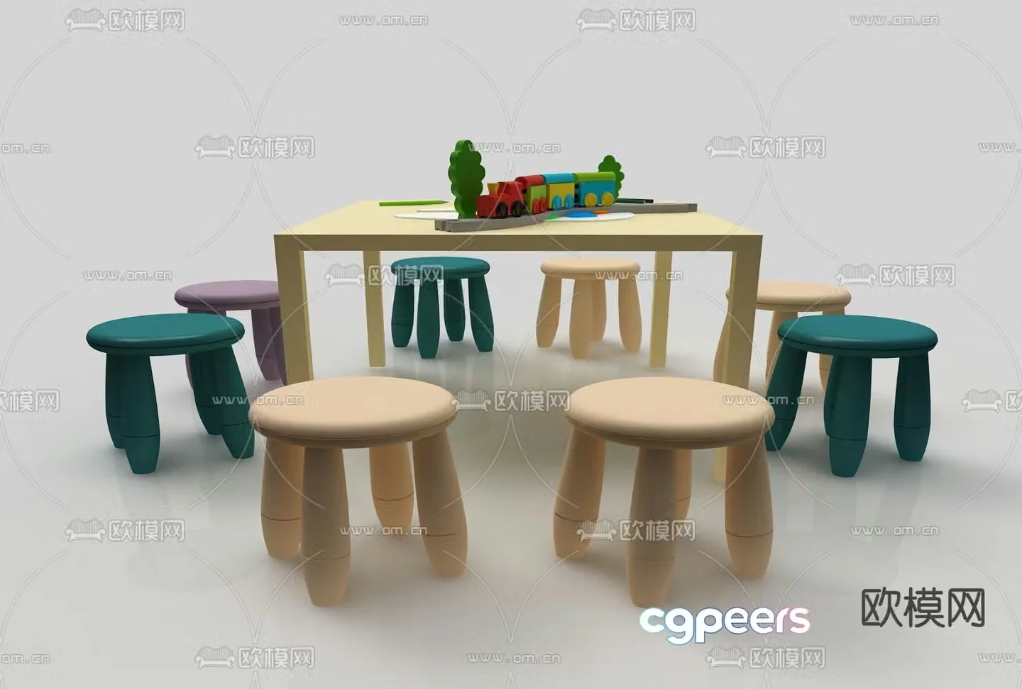 Children’s table and chair toy table 3d model