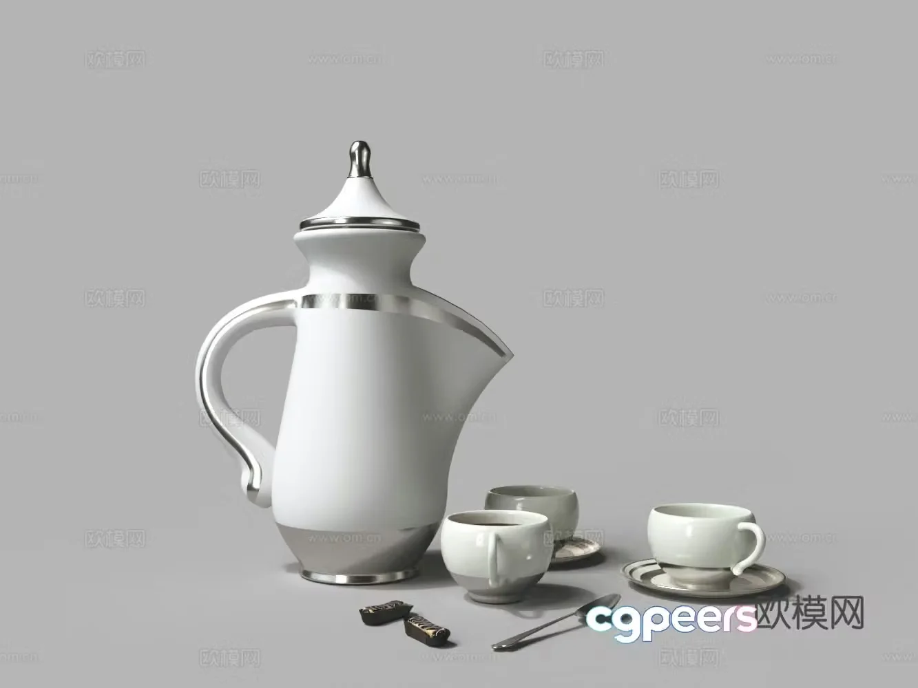 Modern coffee pot coffee cup ceramic ware 3d model