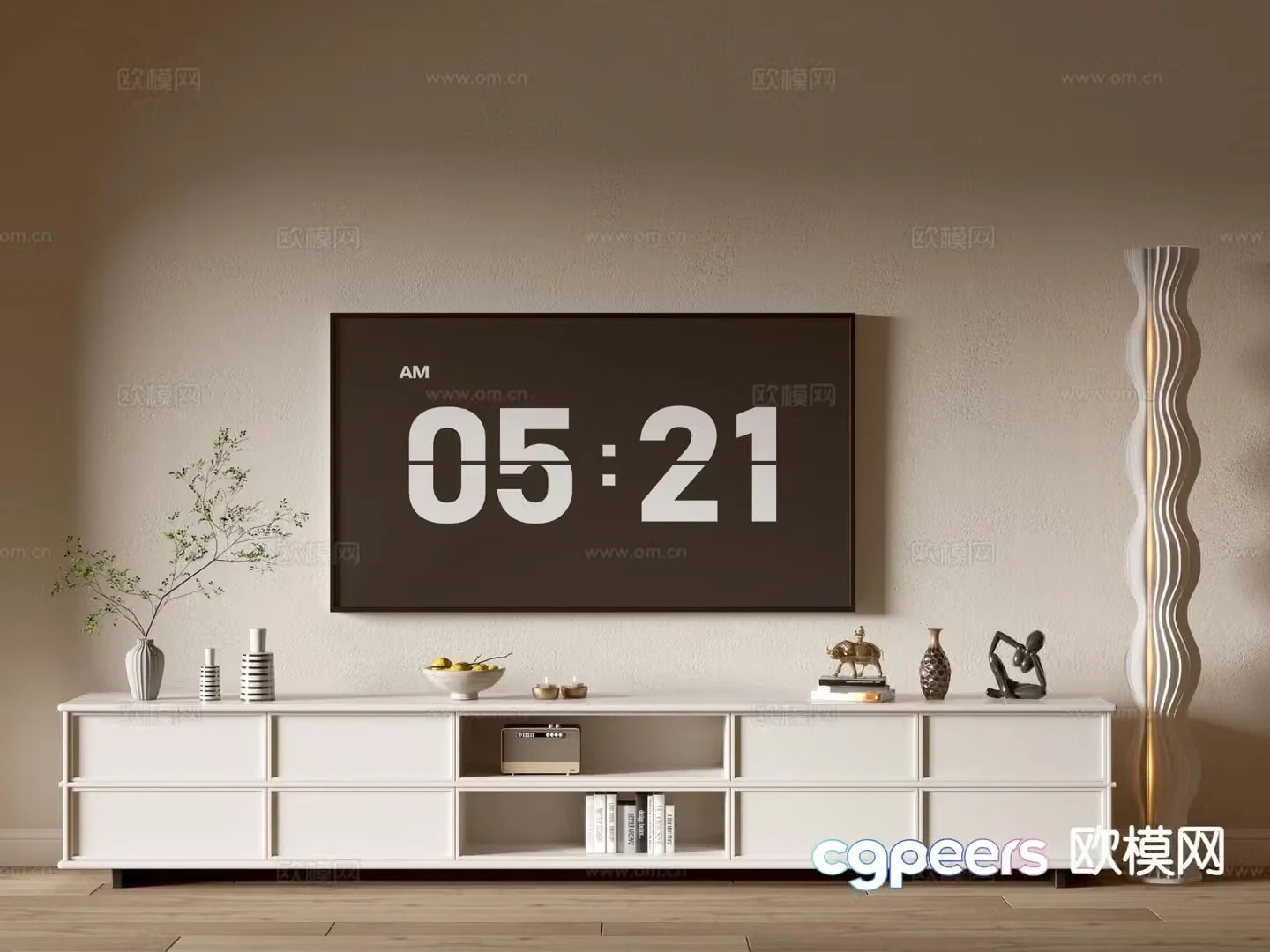 Cream style TV cabinet 3d model