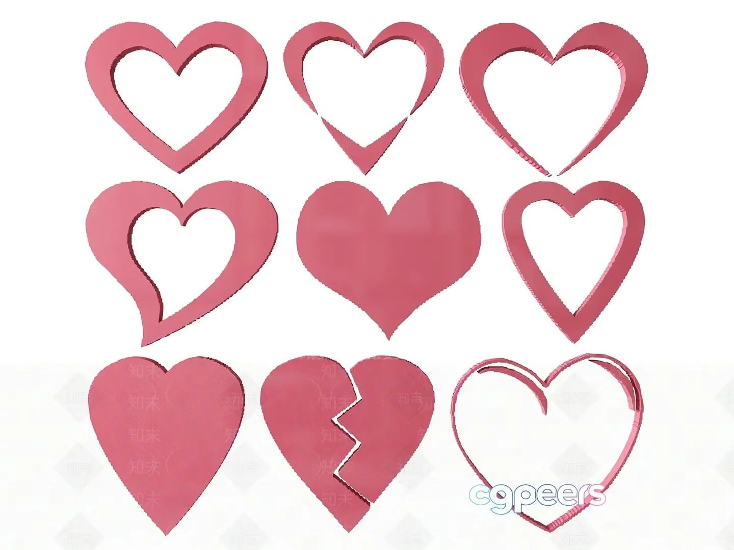 Pink Broken Heart 3D Model – 18656 – VRAY Render