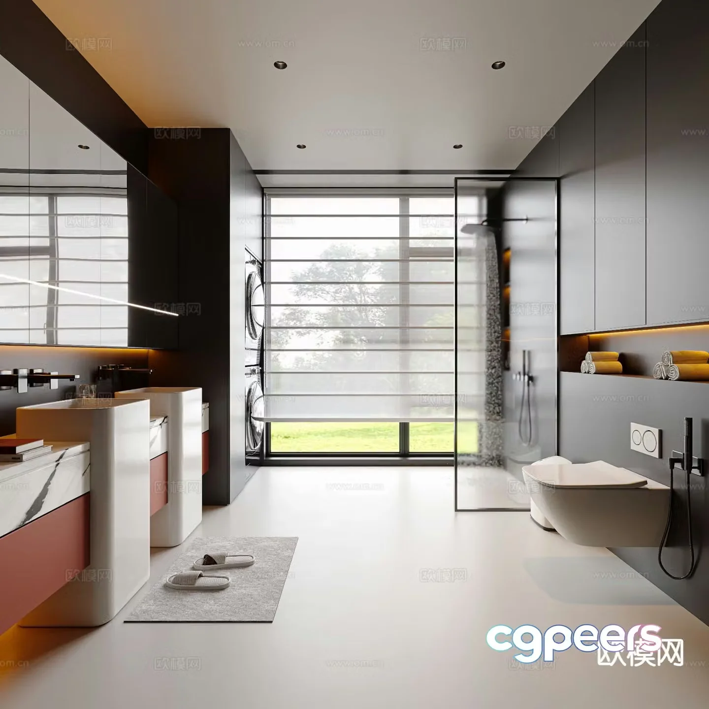 Italian style bathroom dry and wet separated bathroom bathroom 3d model
