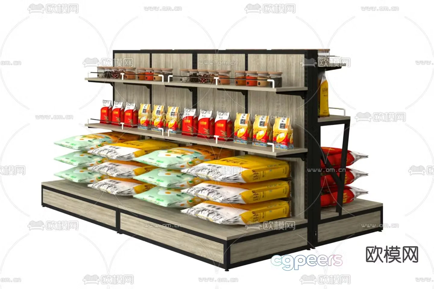 Rice rack supermarket shelf dry shelf 3d model