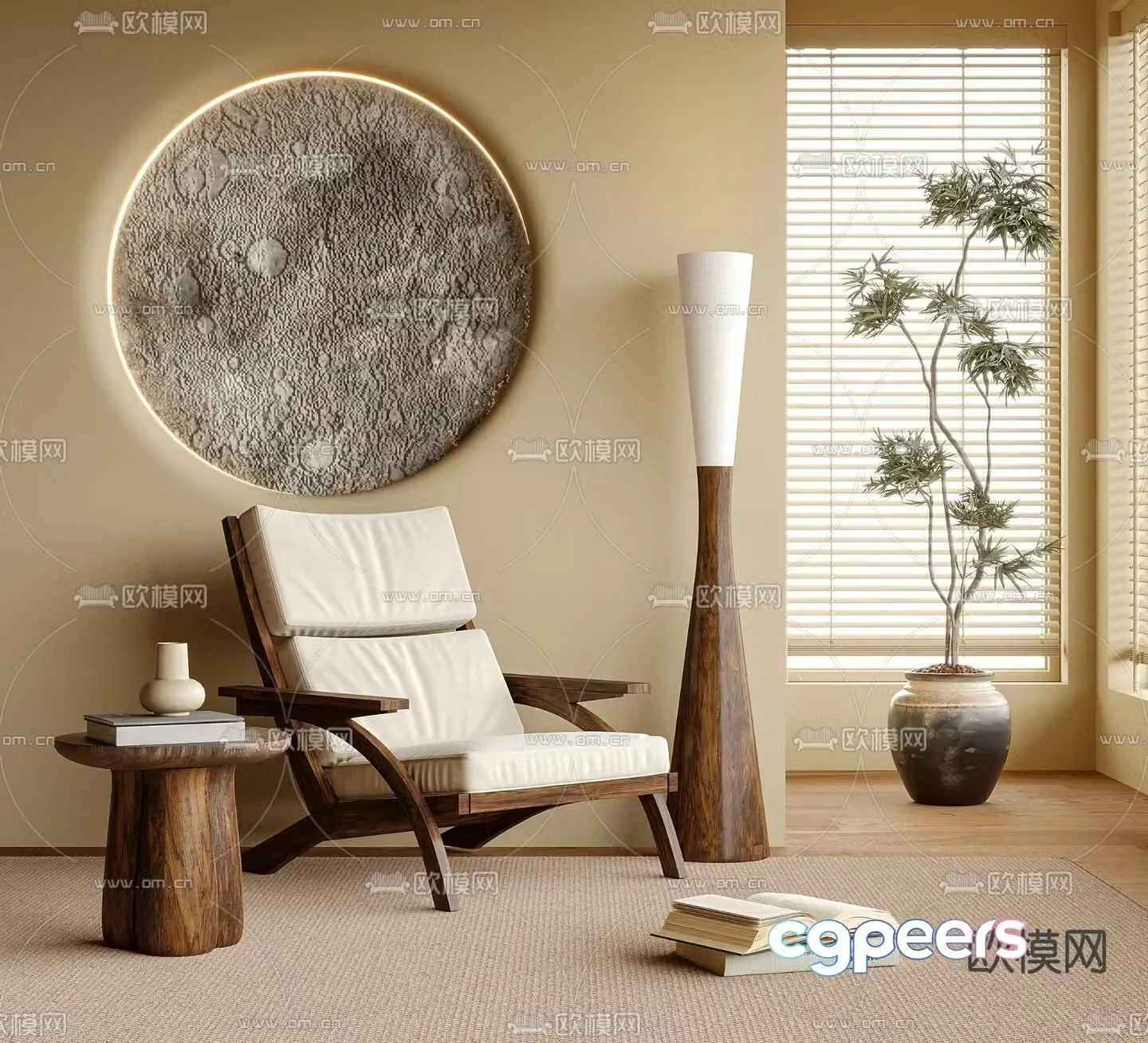 wabi-sabi chair armchair leisure chair 3d model