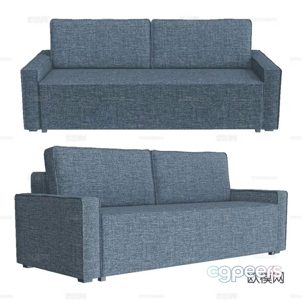 Scandic double sofa tofu block sofa 3d model