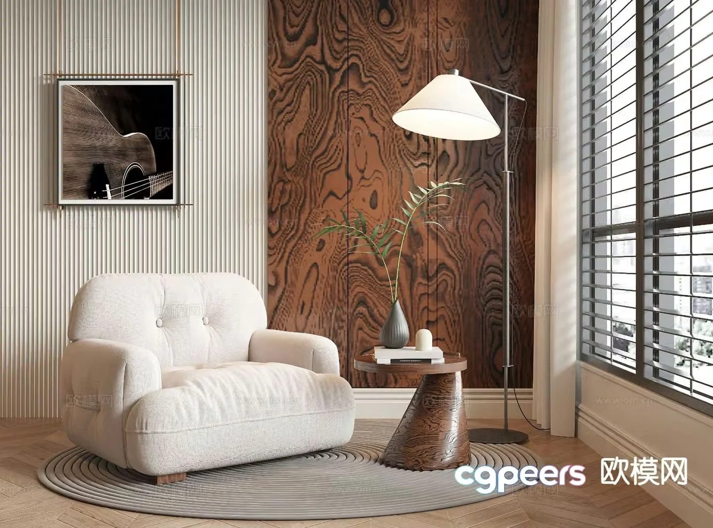 Wabi-sabi sofa single sofa 3d model