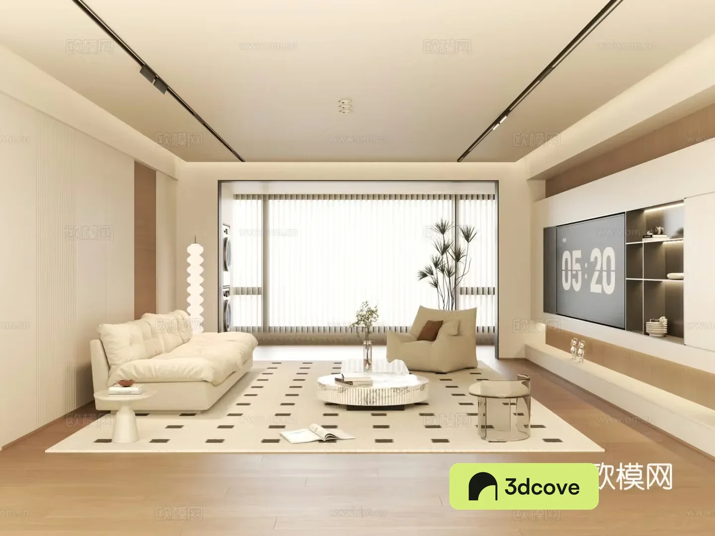 Modern creamy living room sofa coffee table combination lazy sofa