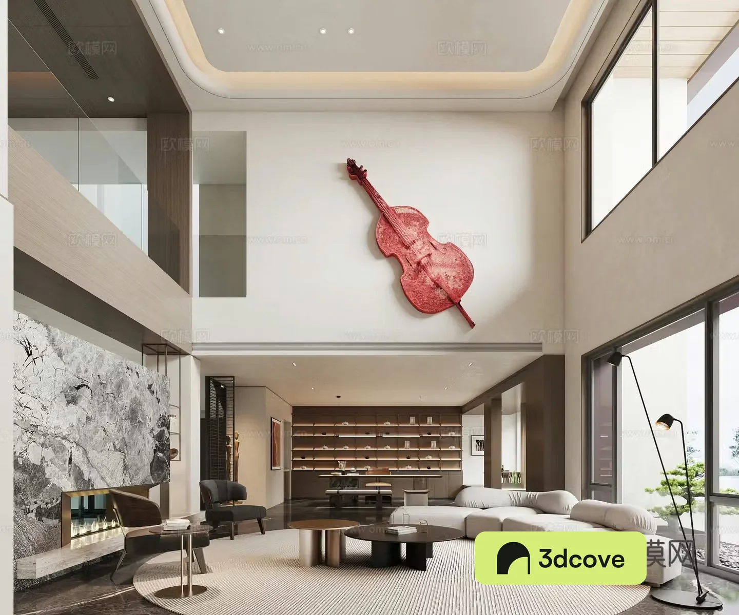 Modern empty living room sofa and tea table combination tea table and chair combination