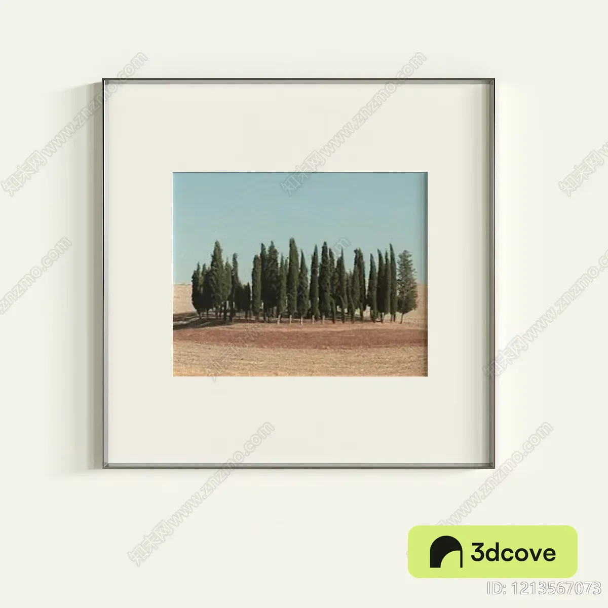A Framed Photograph Of A Field With Trees