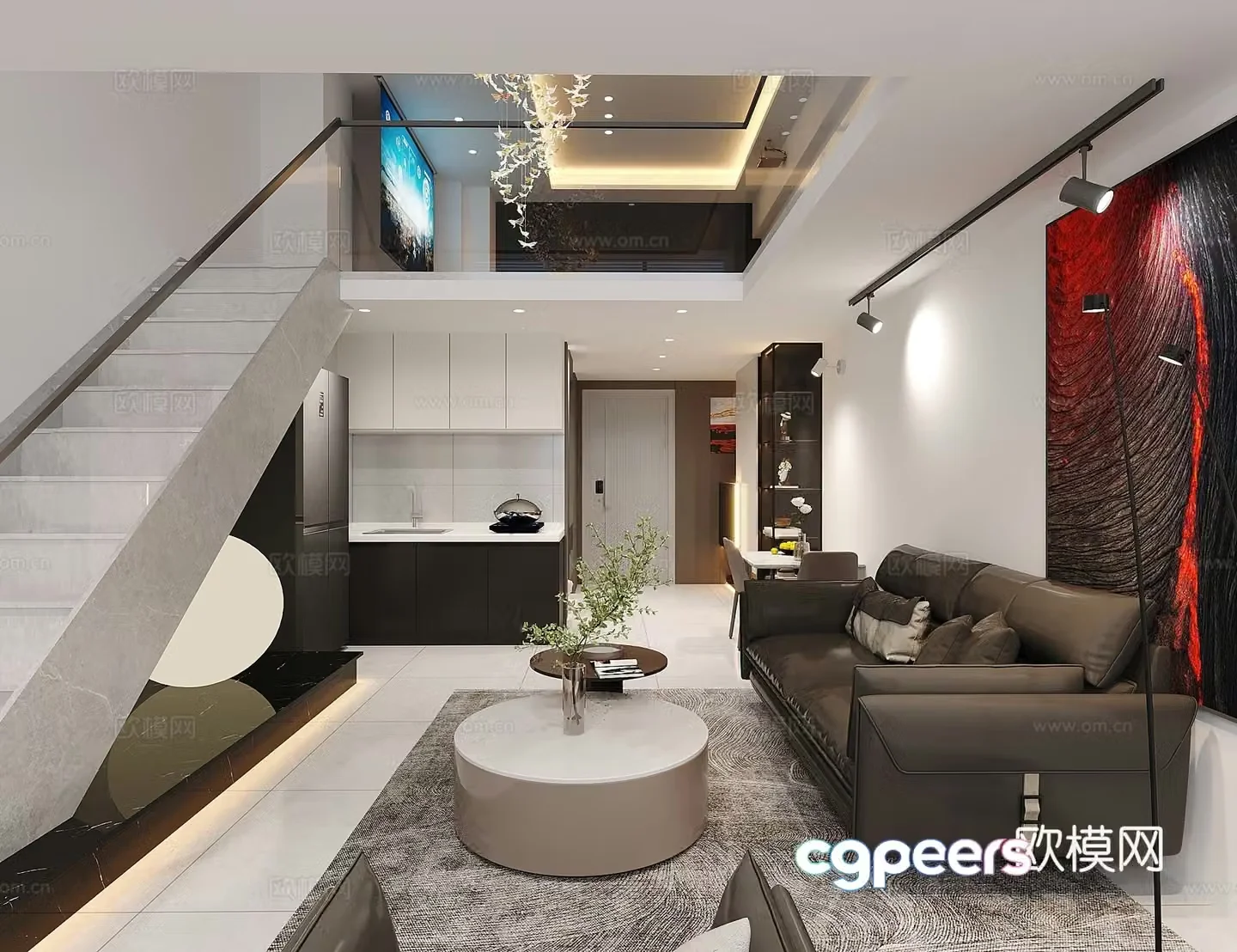 Modern minimalist duplex apartment 3d model
