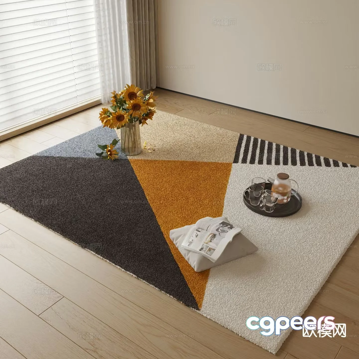 Modern carpet square rug 3d model