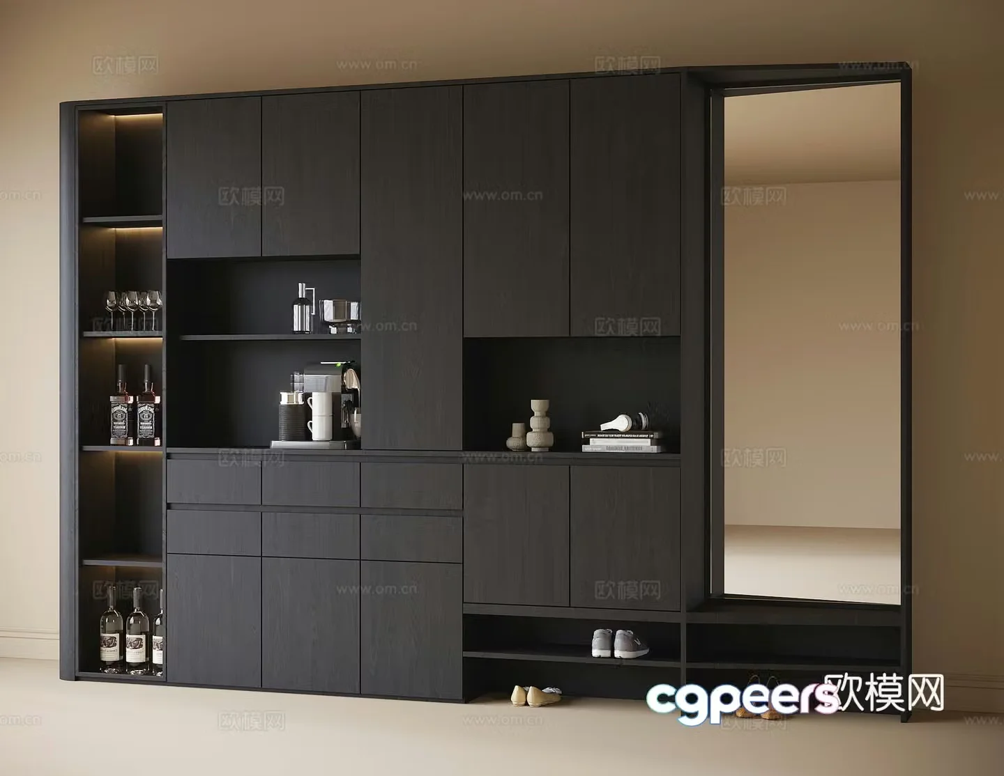 Modern shoe cabinet wine cabinet sideboard 3D model