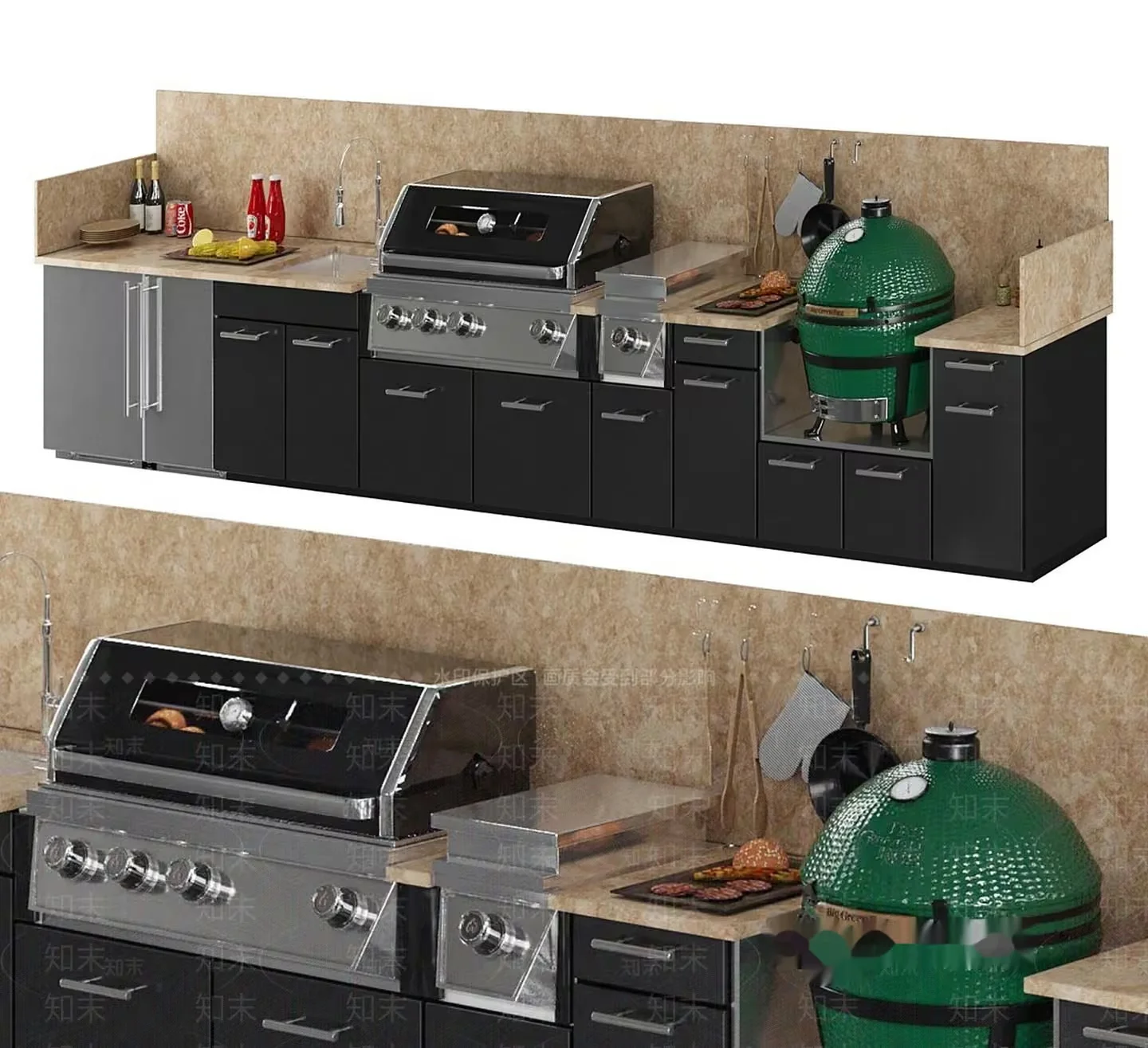 Outdoor Kitchen Setup 3D Model – 8376 – VRAY Render