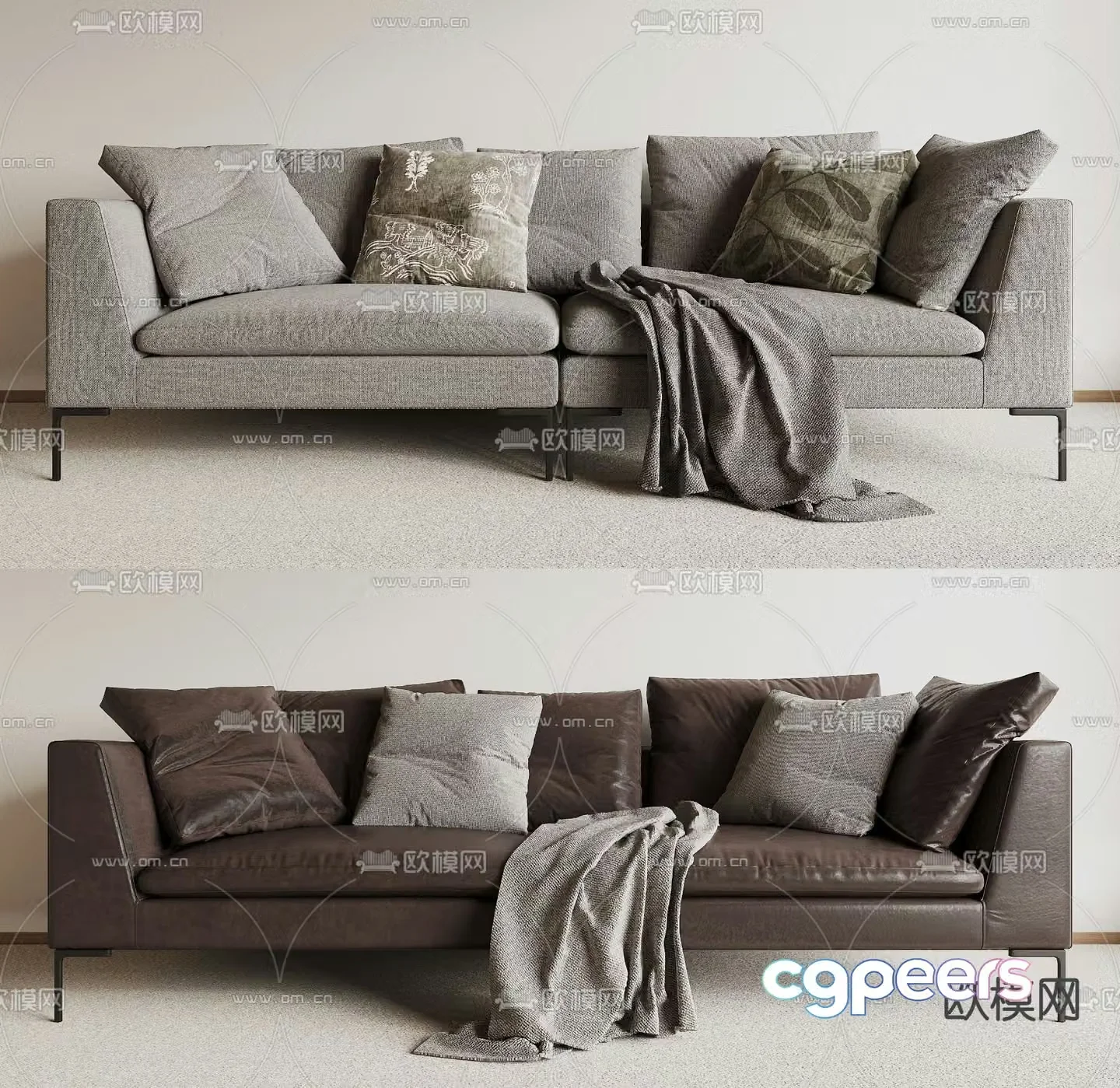 Double sofa upholstered sofa 3d model