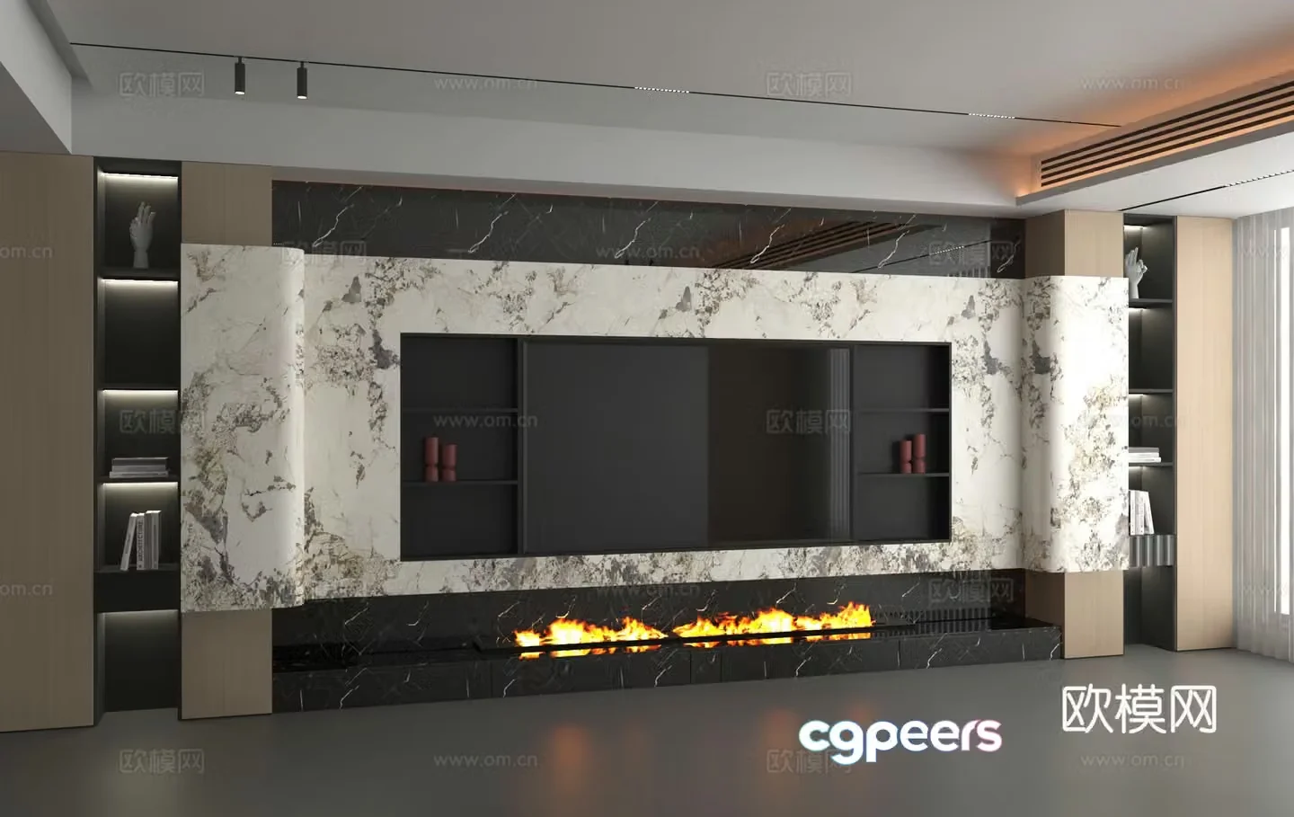 3d model of TV background wall