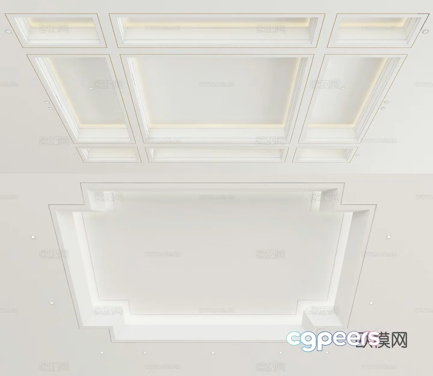 New Chinese style ceiling tic-tac-toe ceiling 3d model