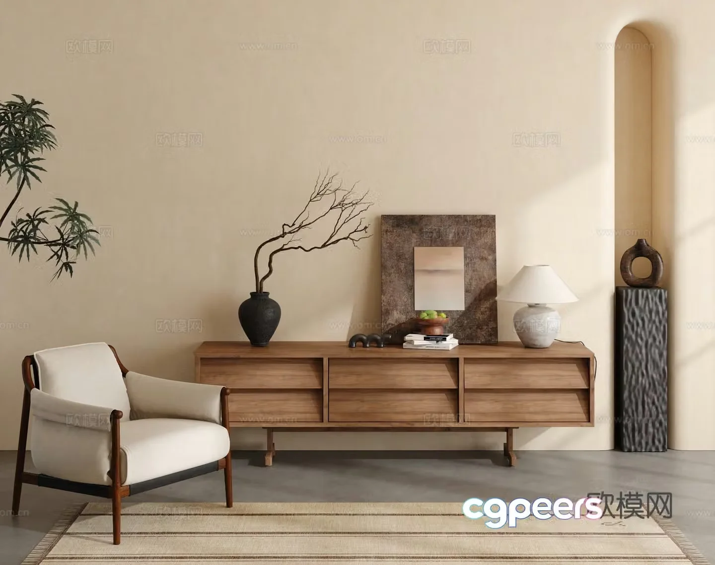 Wabi-sabi TV cabinet 3d model