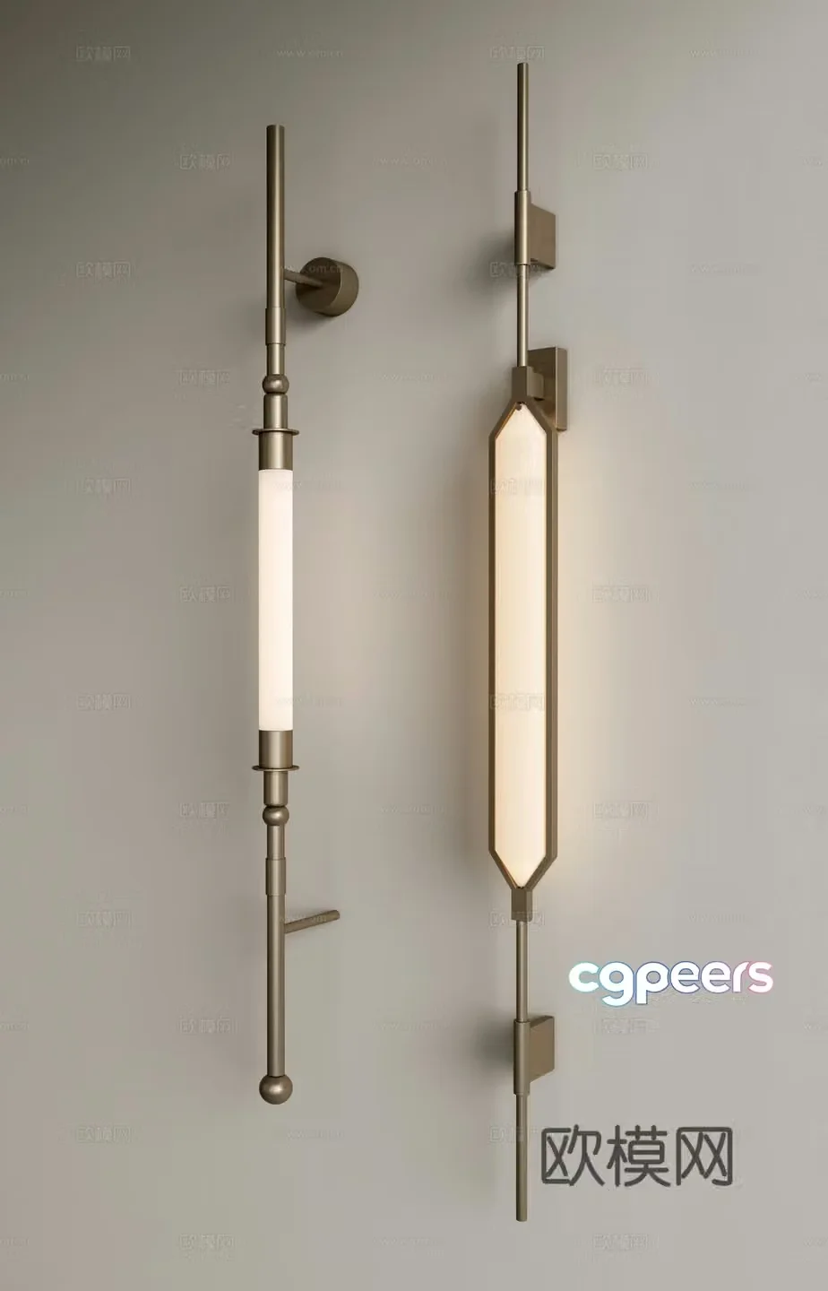 Modern metal wall lamp Long strip wall lamp Bedside wall lamp 3D model