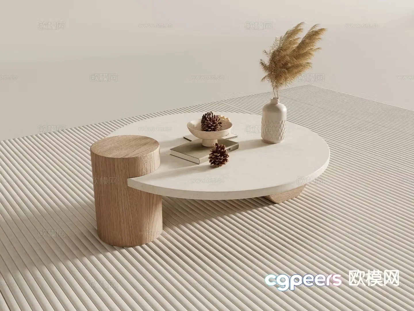 Creamy style coffee table round coffee table 3d model