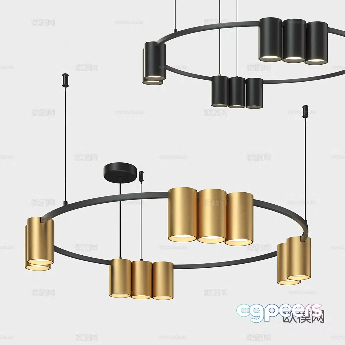Light luxury chandelier ring chandelier 3d model