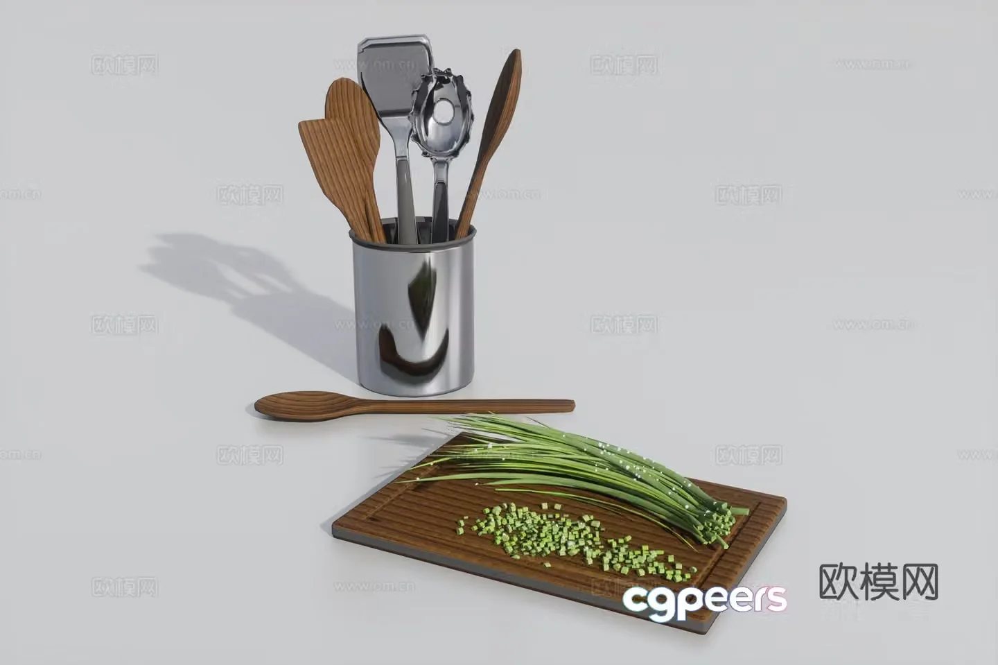 Cutting board kitchen utensils 3d model