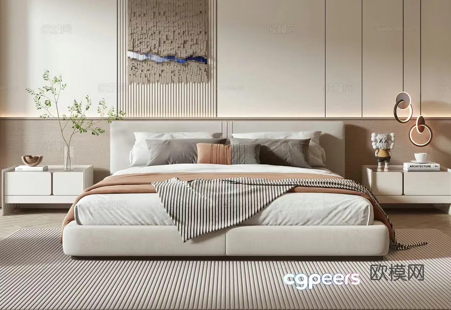 Minotti modern double bed 3d model