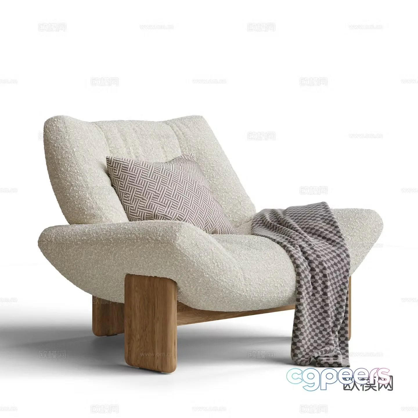 Modern cream style leisure chair Sofa chair Single sofa EMMI casual sofa Lamb ferment 3d model
