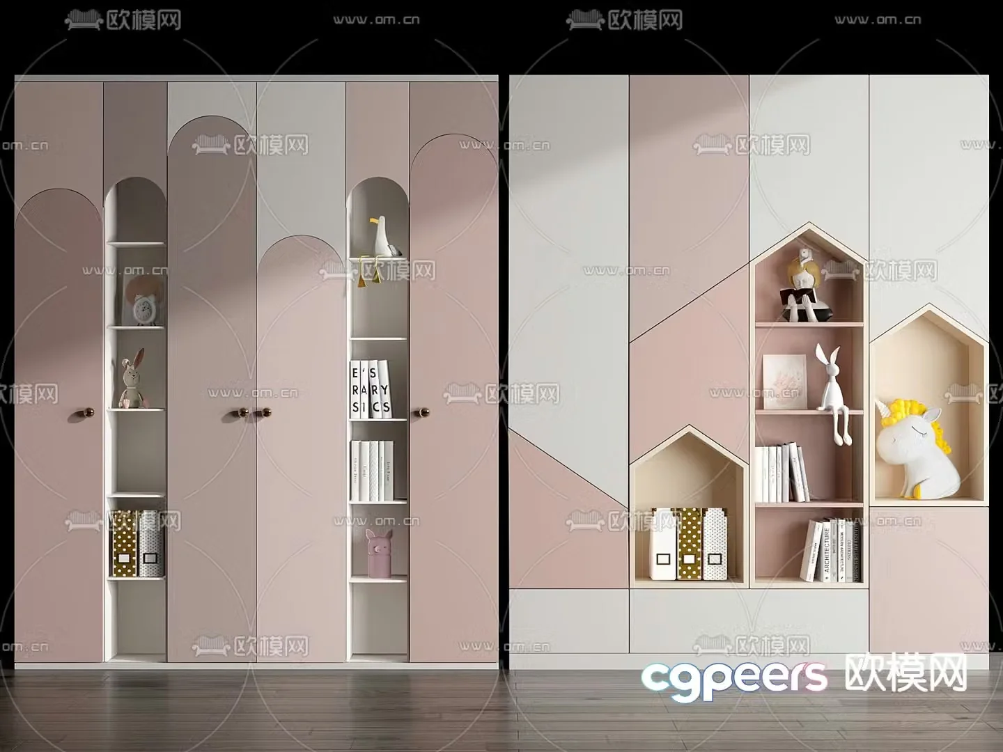 Nordic children’s bookcase decorative cabinet 3d model