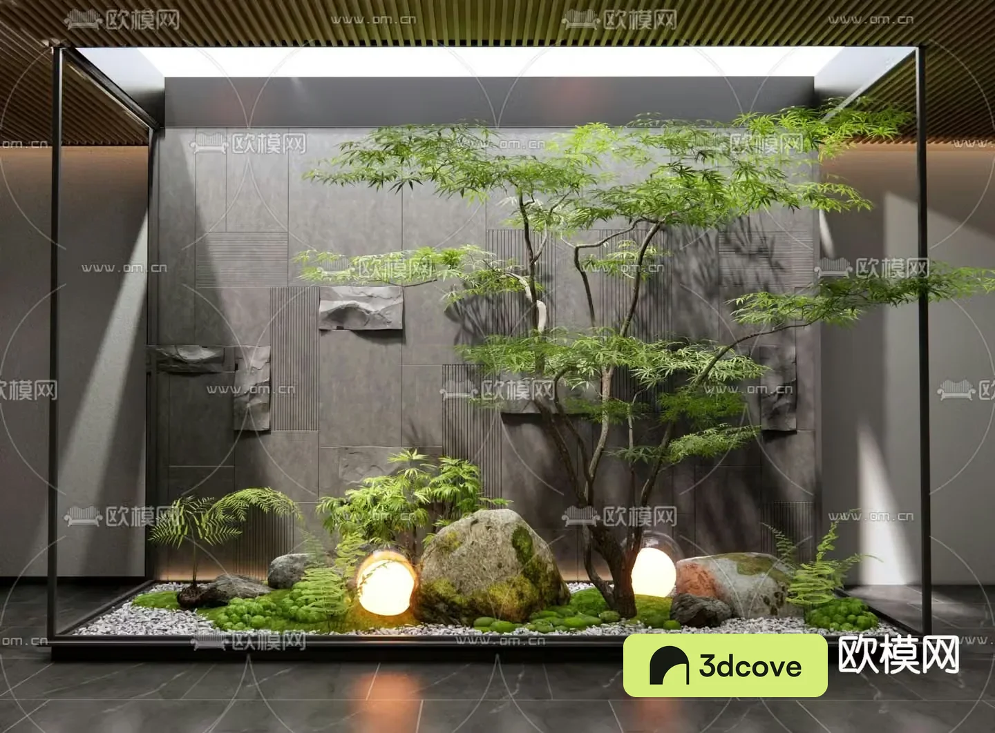 Indoor landscape plant landscaping glass cover
