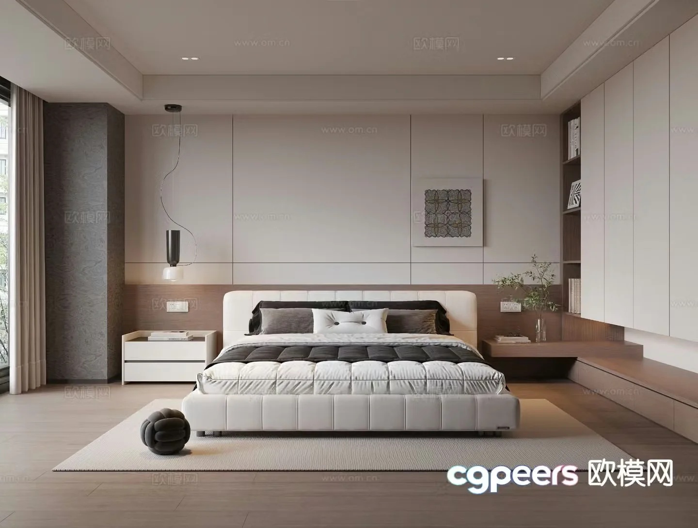 Modern minimalist bedroom master bedroom 3d model