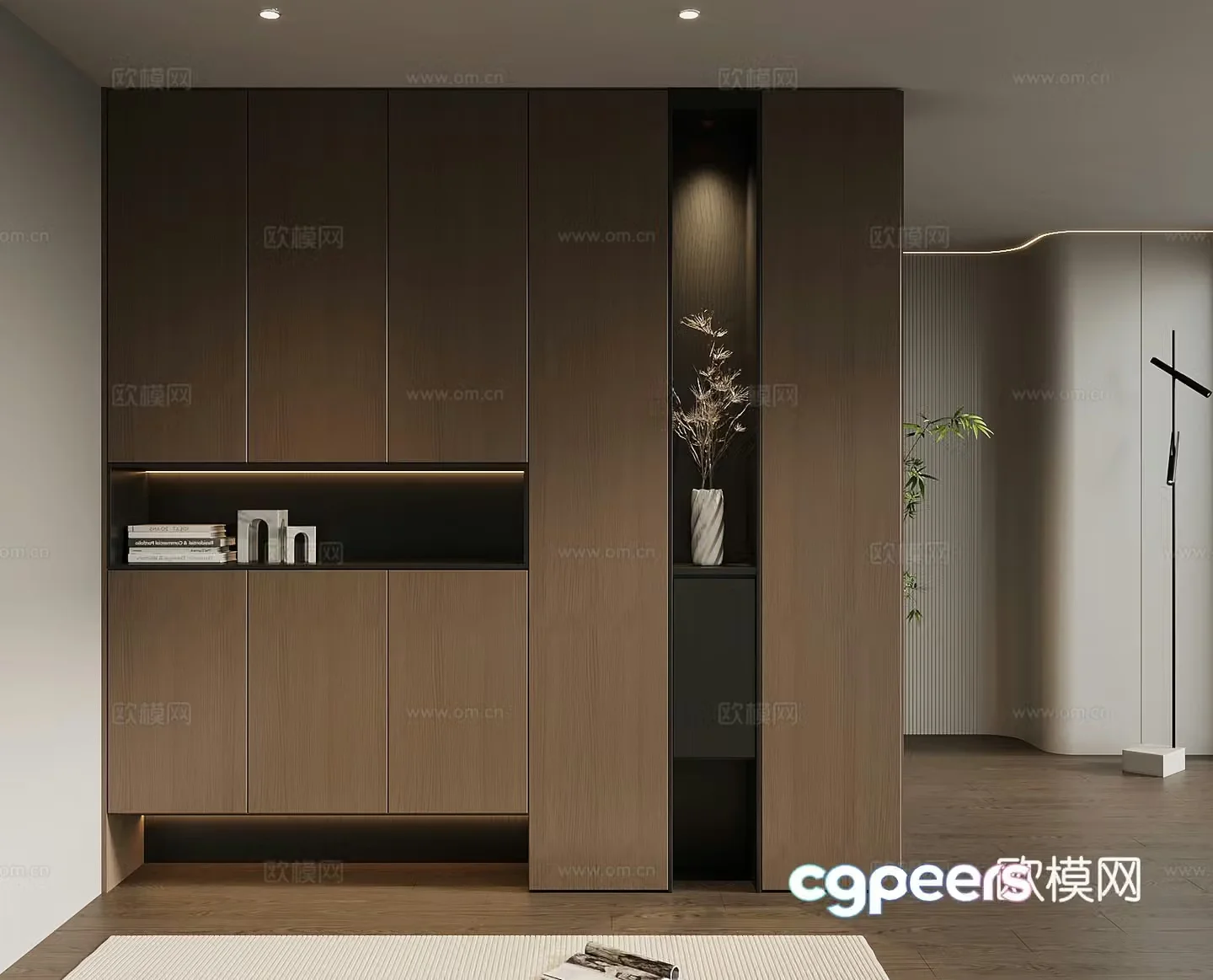Italian minimalist porch cabinet door-entry shoe cabinet porch background 3D model