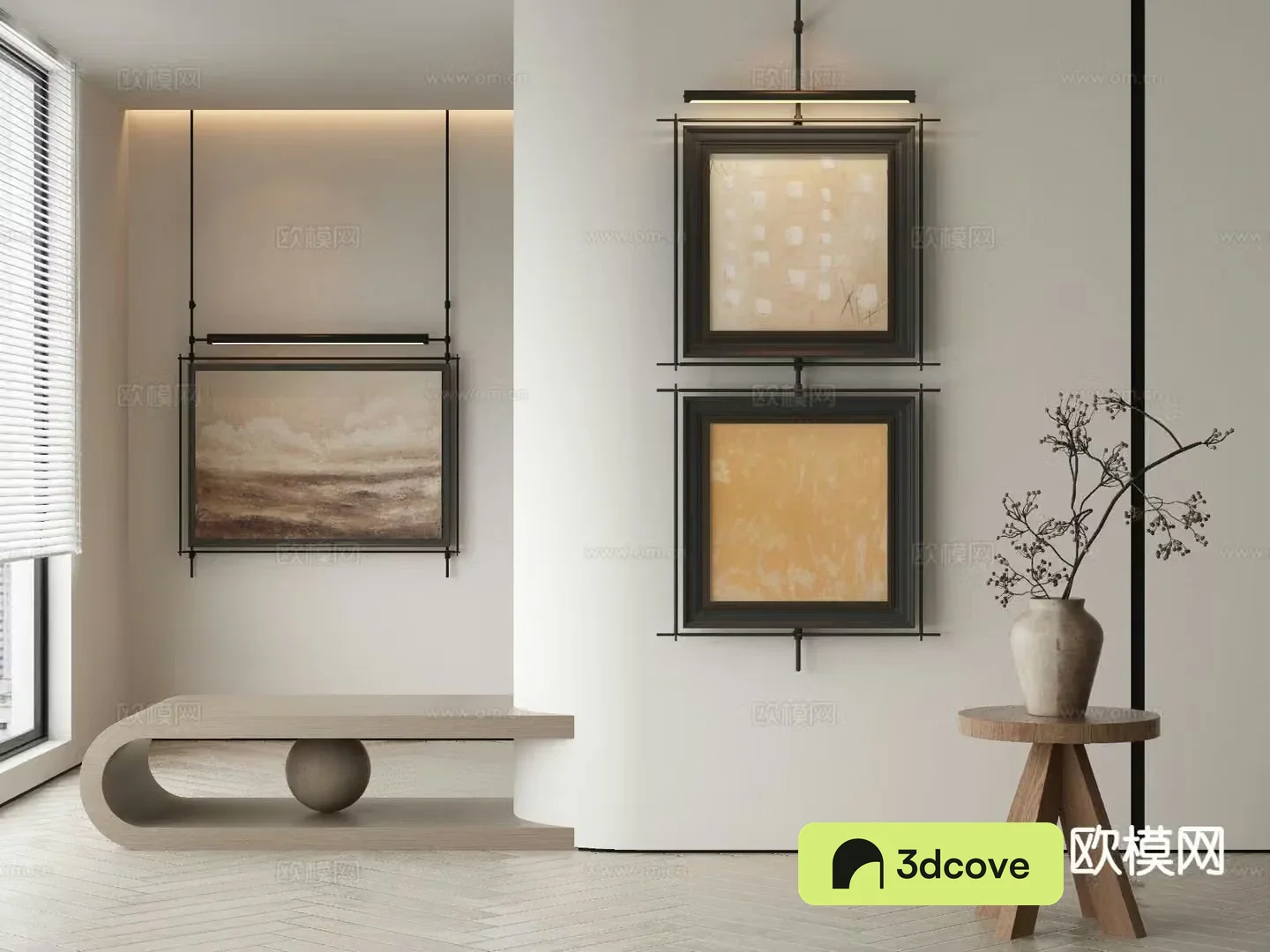 Modern decorative painting metal pole hanging painting