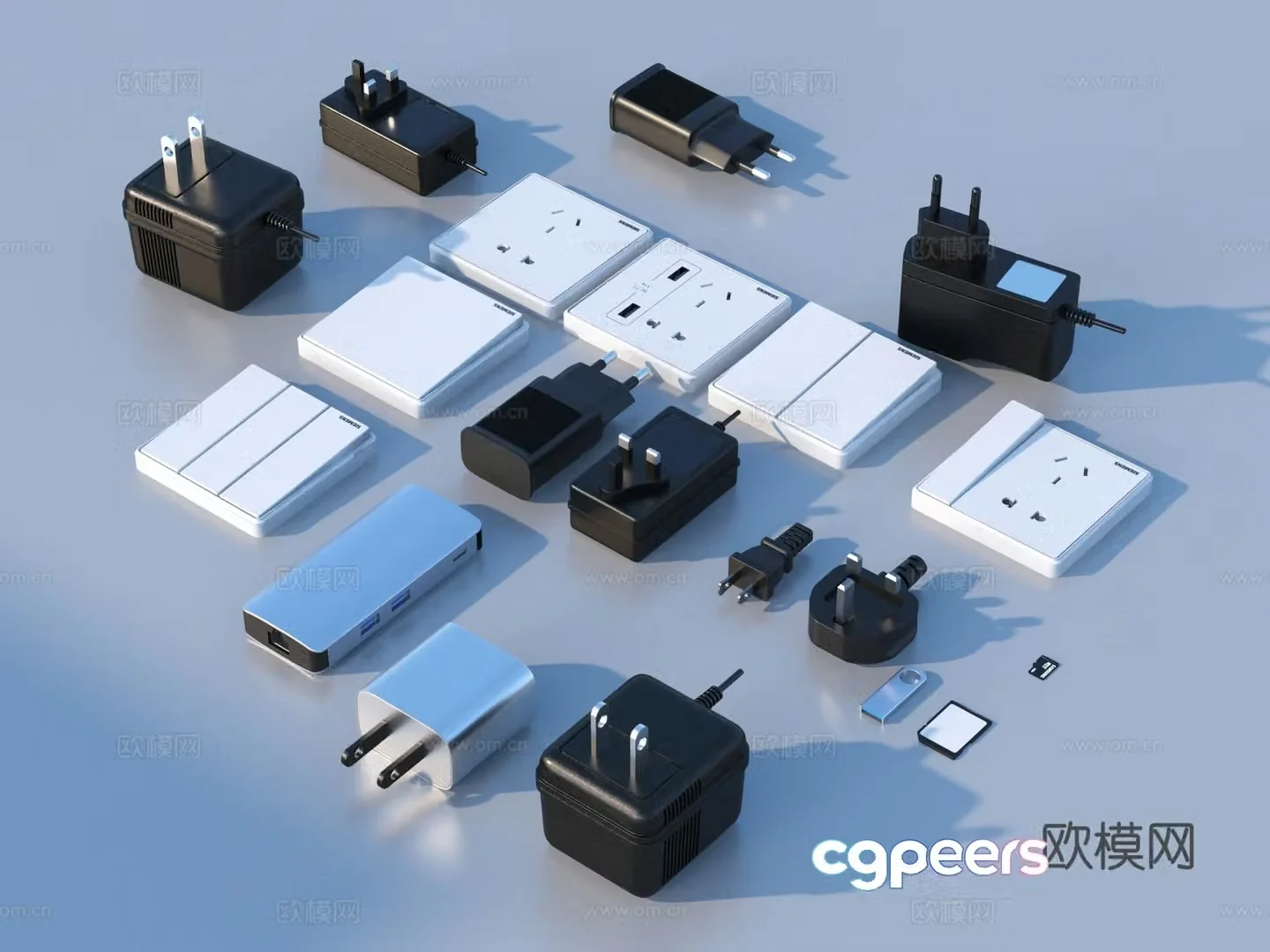 Charging head switch socket hardware 3d model