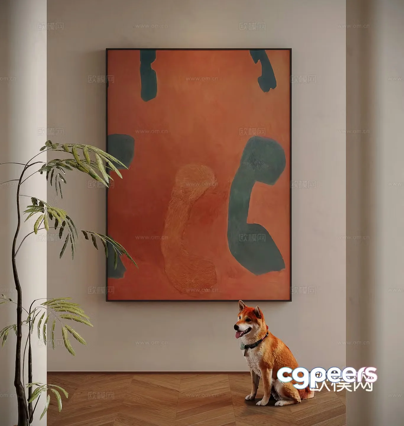 Modern abstract painting decorative painting 3d model