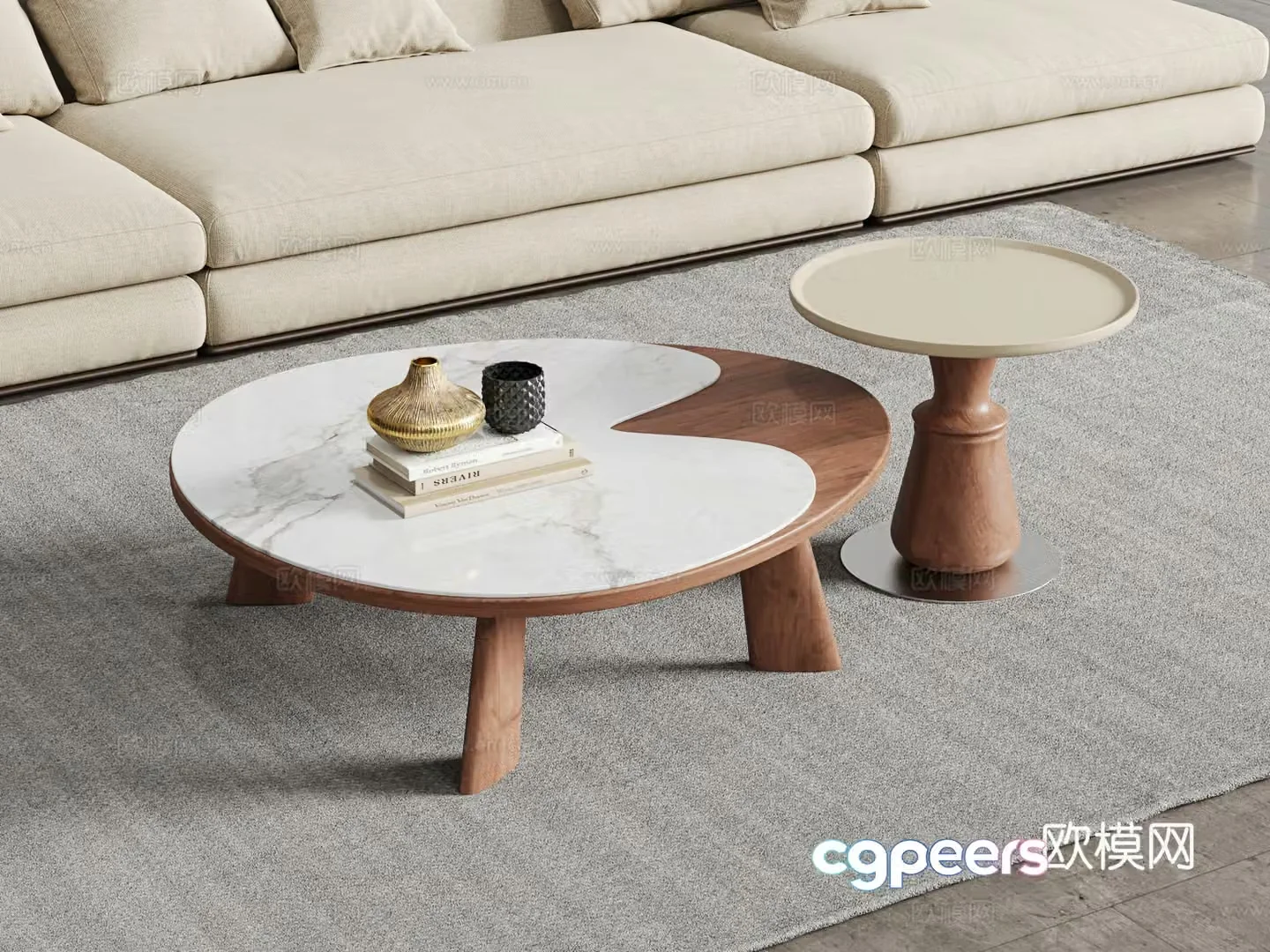 Modern mother-child coffee table 3d model
