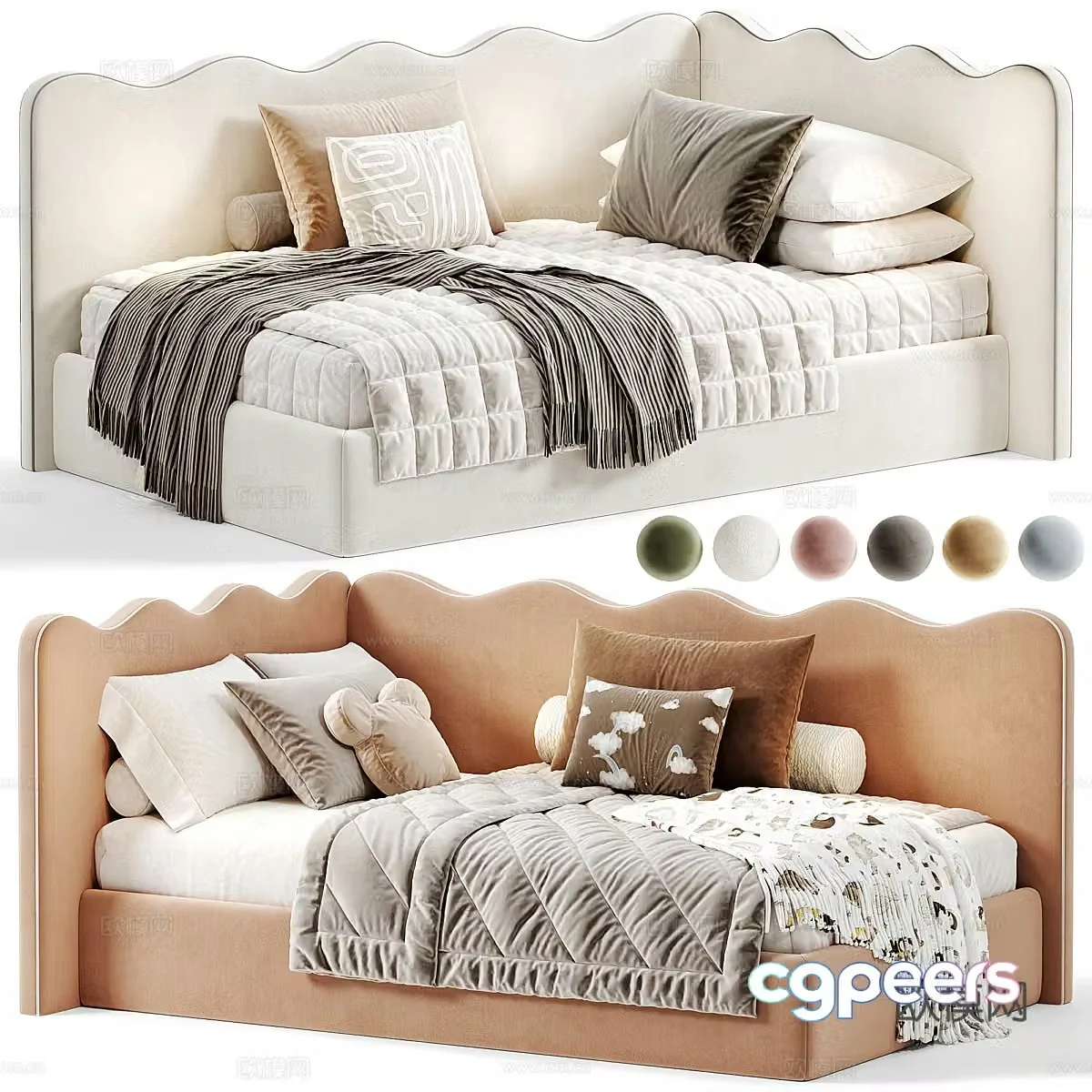 Modern creamy children’s bed sofa bed 3d model