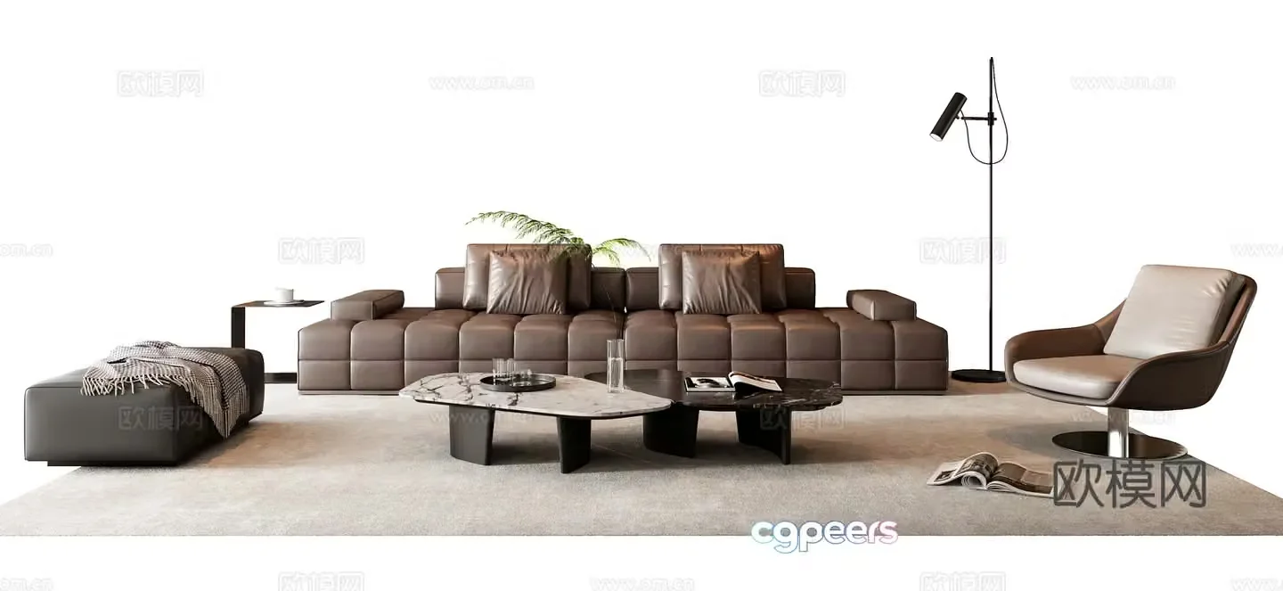 Italian sofa coffee table combination 3D model
