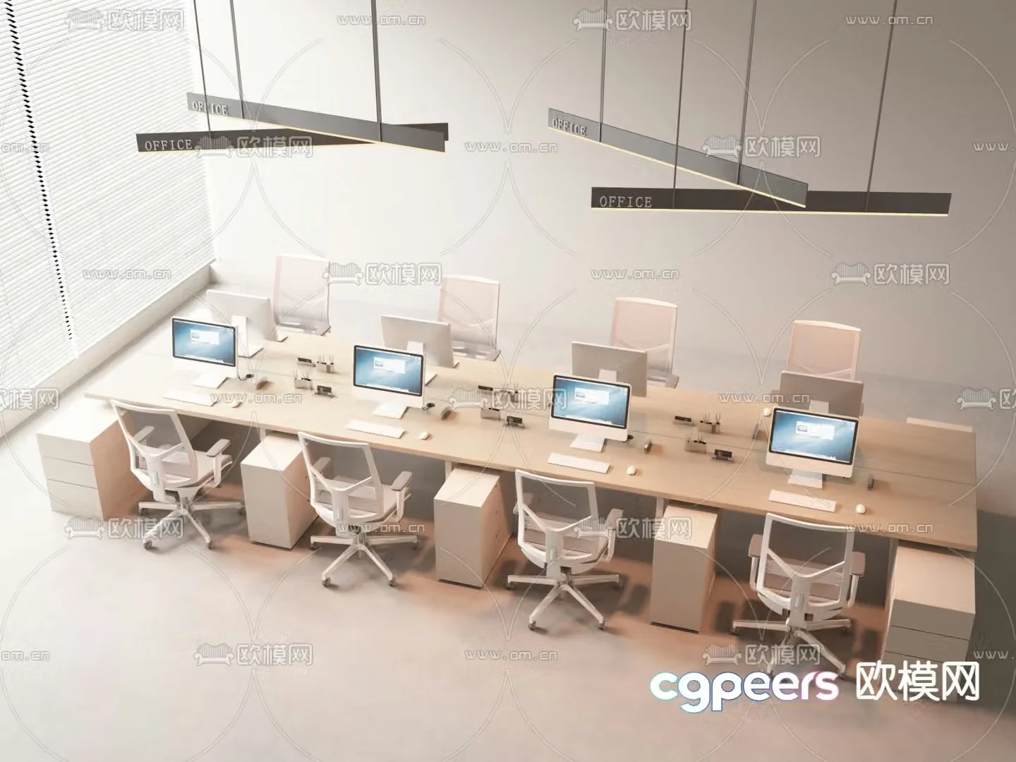 Card space desk work station post 3d model