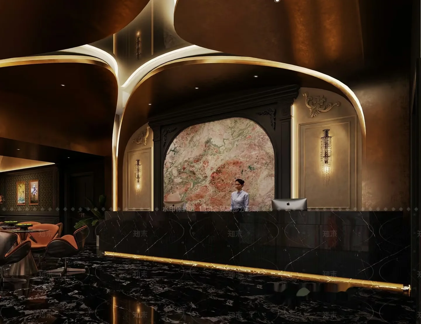A Hotel Reception Desk 3D Model – 4155 – VRAY Render