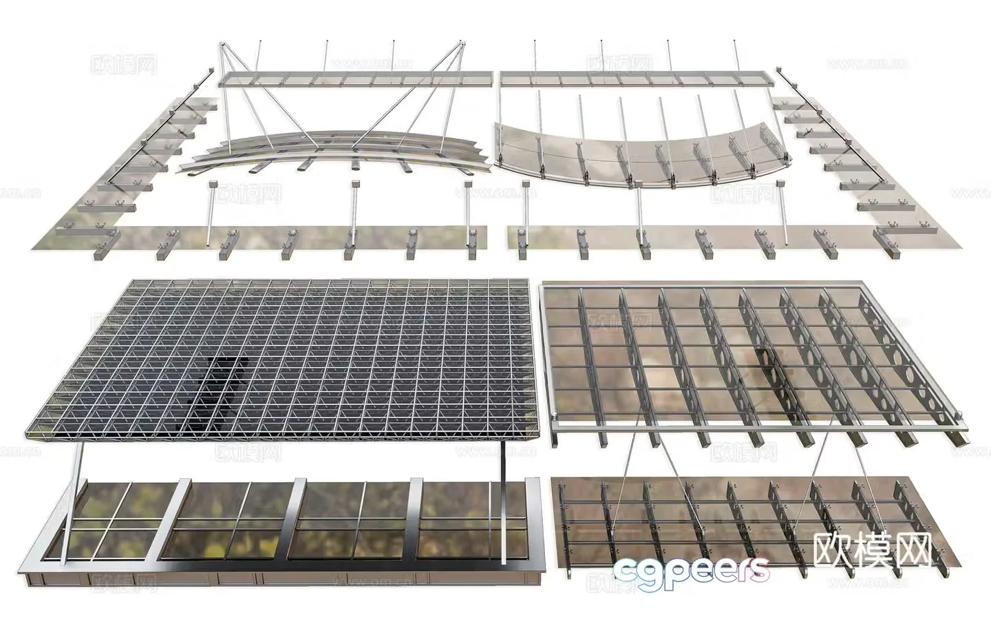Modern glass canopy steel structure canopy store door canopy aluminum alloy canopy steel structure 3D model