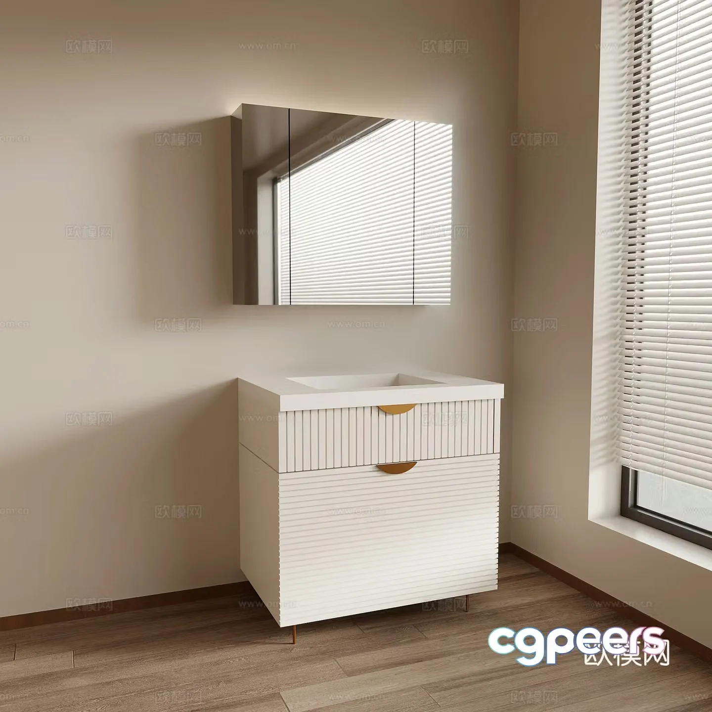 Modern minimalist bathroom cabinet floor-standing bathroom cabinet 3d model