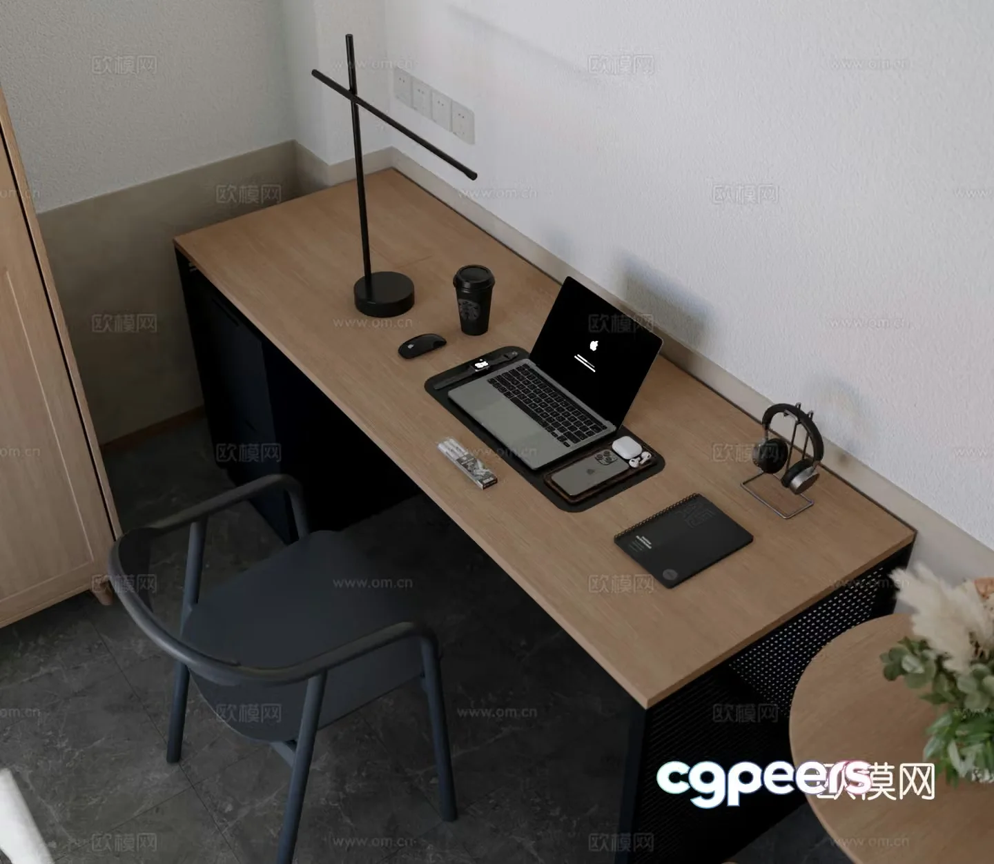 Modern desk and chair 3d model