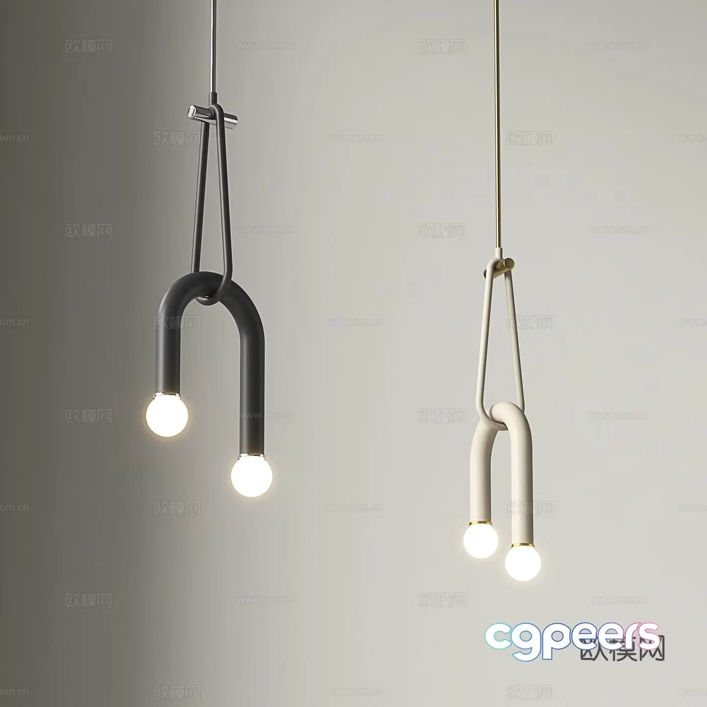 Nordic chandelier U-shaped chandelier 3d model