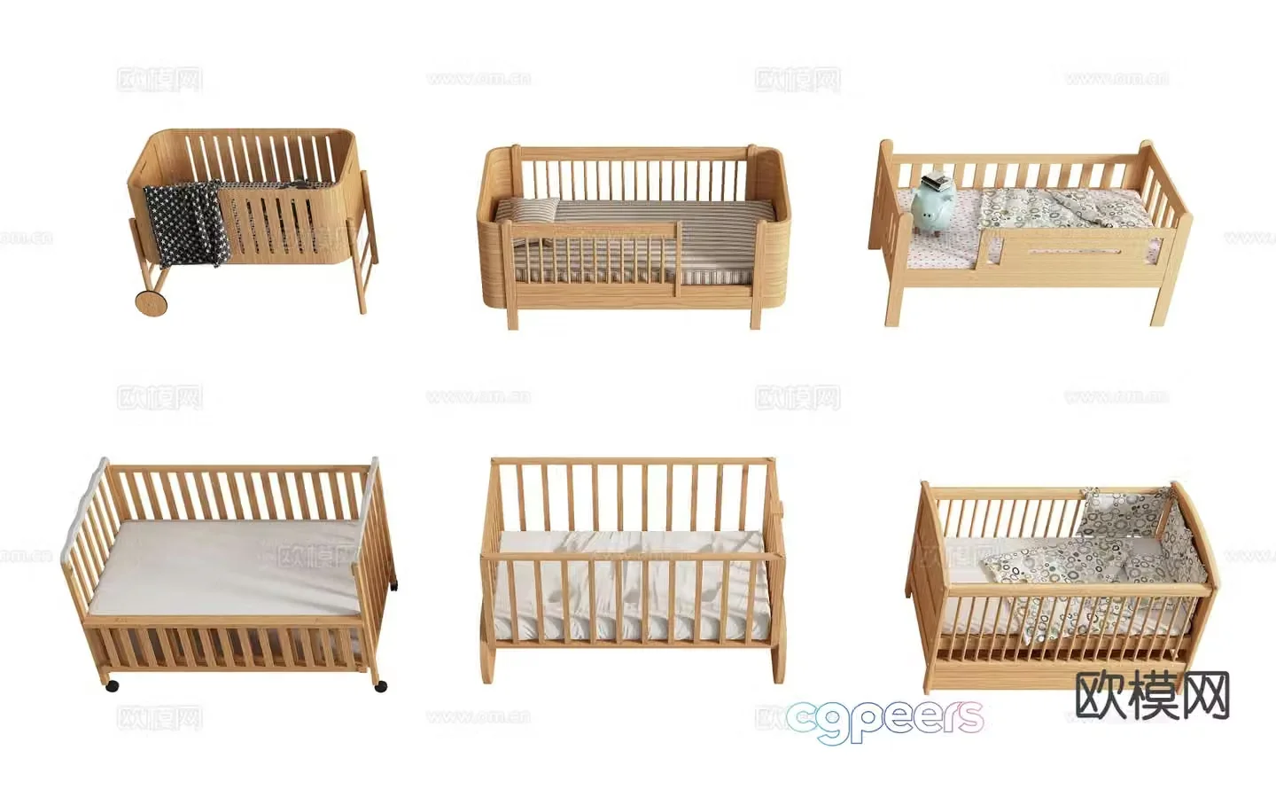 Log style crib 3d model