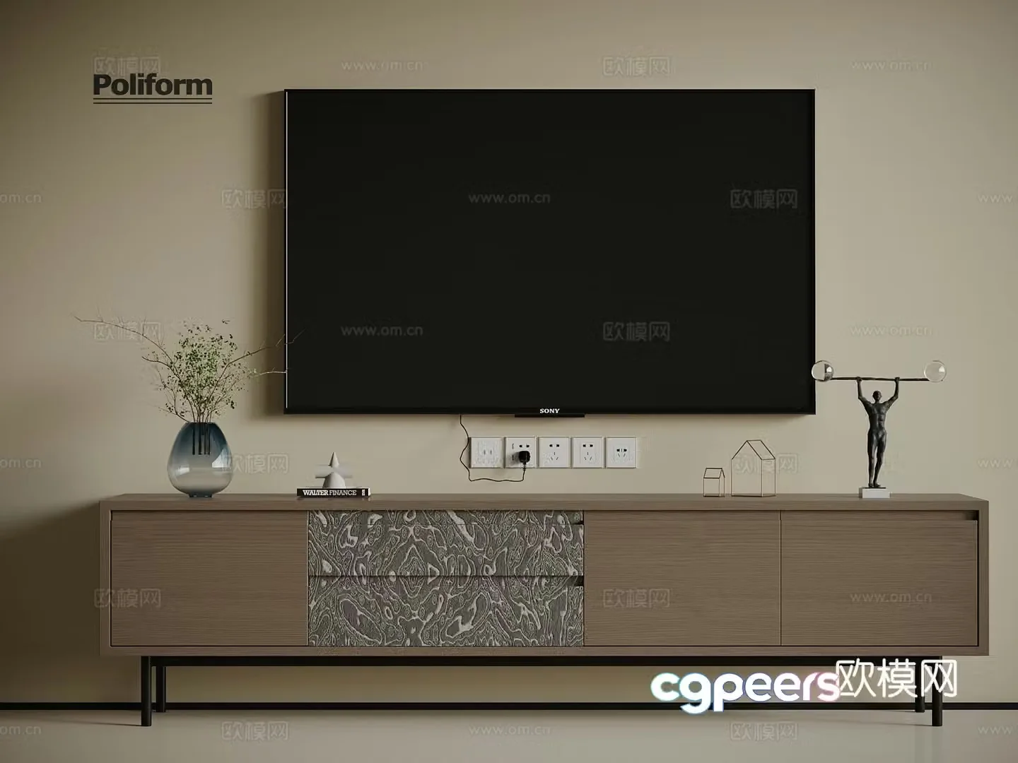 Modern Italian TV Cabinet 3D Model
