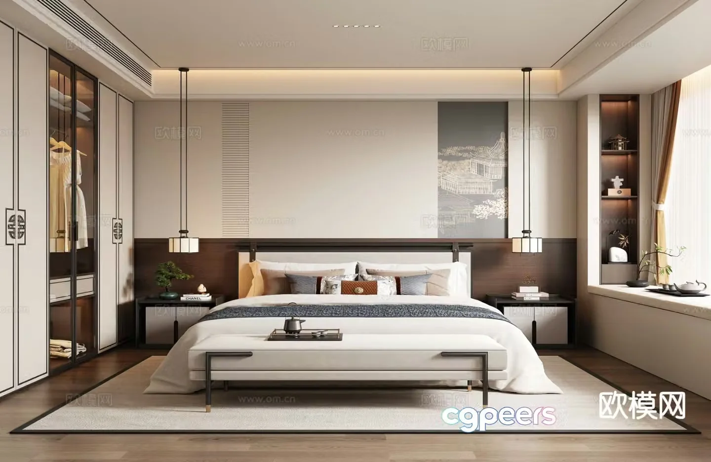 New Chinese style bedroom master bedroom 3d model