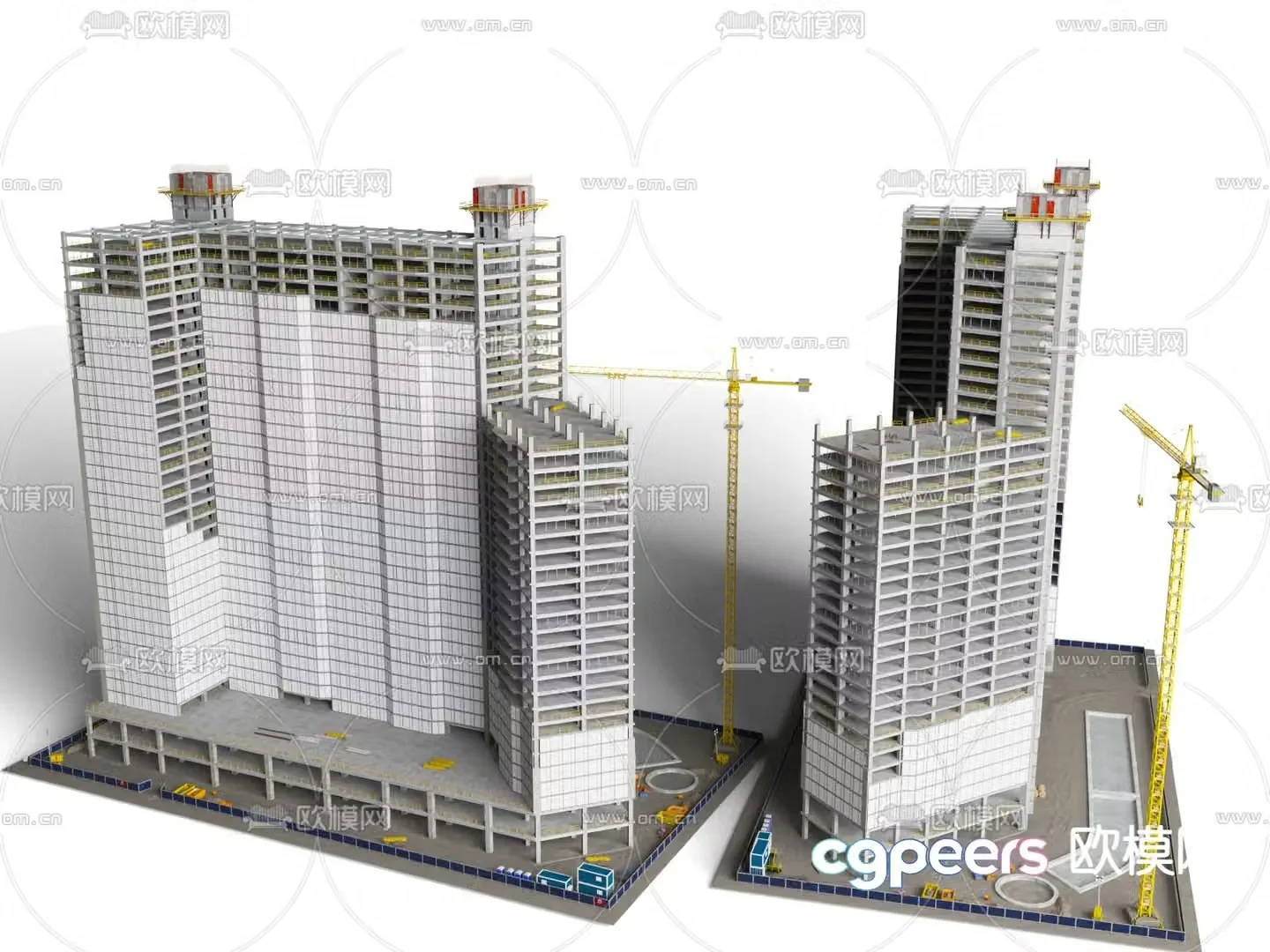 Hospital construction elevated construction site landscape 3d model